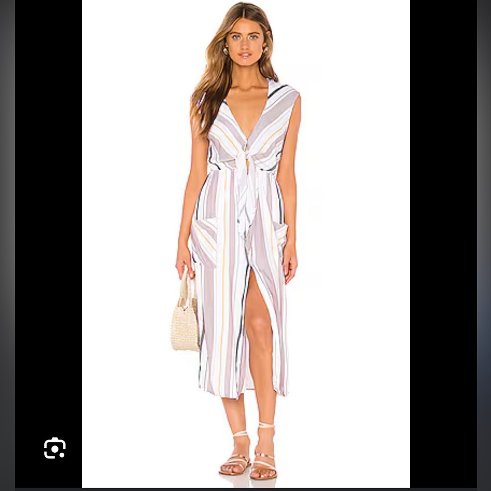 Tavik Jude Dress in White & Berry Stripe- M
